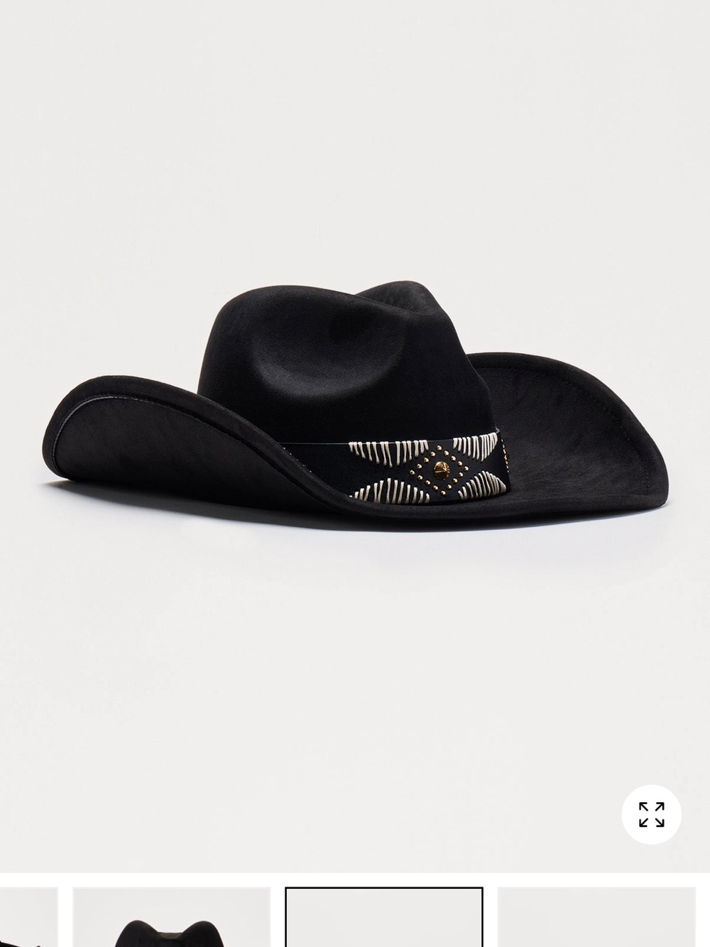 Fashion Nova Black Western Cowboy Hat with Embellished Band